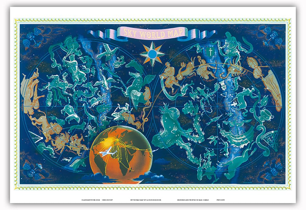 Amazon.com: Sky World Map - Constellation Zodiac - Planisphere
